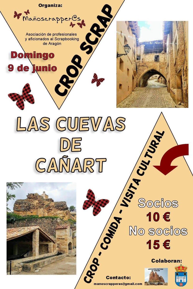 El domingo 9 de junio organizamos un taller de #crop #scrap junto a @manoscrapperas, la asociación de profesionales y aficionados al #scrapbooking de #Aragon. Además, habrá una comida de hermandad y una visita cultural por la bella #cuevasdecañart. ¡Apúntate YA!