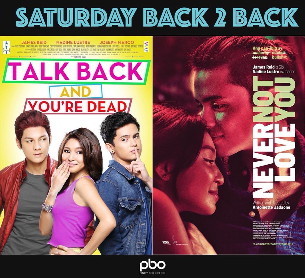 JaDineNATION's tweet photo. Top & Sam. Gio & Joanne.
Watch them on PBO’S SATURDAY BACK 2 BACK SPECIAL this Sat, May 18!
Talk Back And You’re Dead - 12:15 PM
Never Not Love You - 2:30 PM
For more updates please visit our website on:
https://t.co/cDCJ4H0vSW
©️PinoyBoxOffice
#saturdayback2back #JADINE -U https://t.co/1jaq0Kqvq8