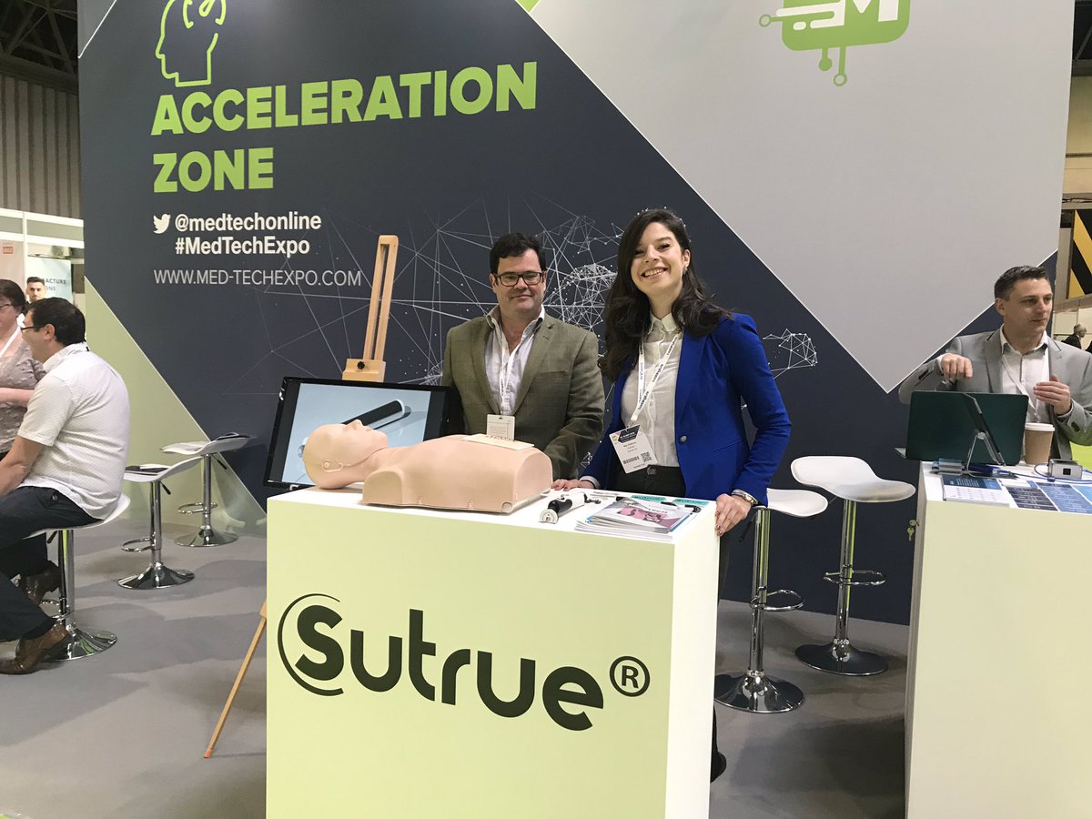 All set up at #MedTechExpo <a href="/medtechonline/">Med-Tech Insights</a> @rapidnewsgroup @TheTCTMagazine Come see us! #innovation #RoboticSurgery #suturing #automation #medtech