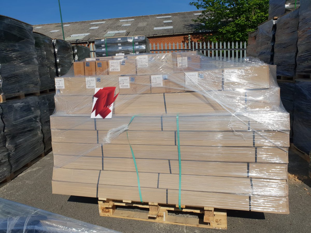 PumpHouseLtd's tweet photo. A whole pallet of our SpeediChannel® on its way to a customer! 
Don't wait any longer and order yours! 

SpeediChannel® is a system used to house air conditioning refrigerant pipes and services. Made out of rigid PVC, the colours are fadeproof, UV resistant, and fireproof. https://t.co/3CWhjBFhC8