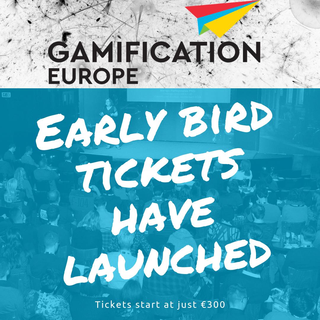 Gamification_EU's tweet photo. Have you heard?

We have just launched the first batch of tickets for #GEU19.

#gamification #GamificationEurope

These tickets are on sale for just €300!

Click here to take advantage of this offer which runs out on  𝓕𝓻𝓲𝓭𝓪𝔂 14 𝓙𝓾𝓷𝓮: https://t.co/nDWlgTeAo9 https://t.co/4SuAYNg8By