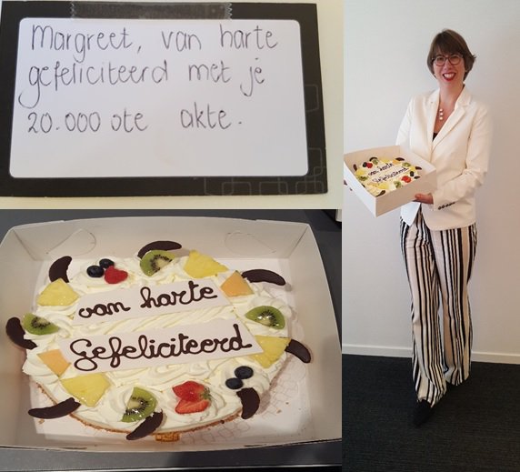 notarissalland's tweet image. Onze notaris Margreet Procee heeft gisteren haar 20.000ste akte gepasseerd.