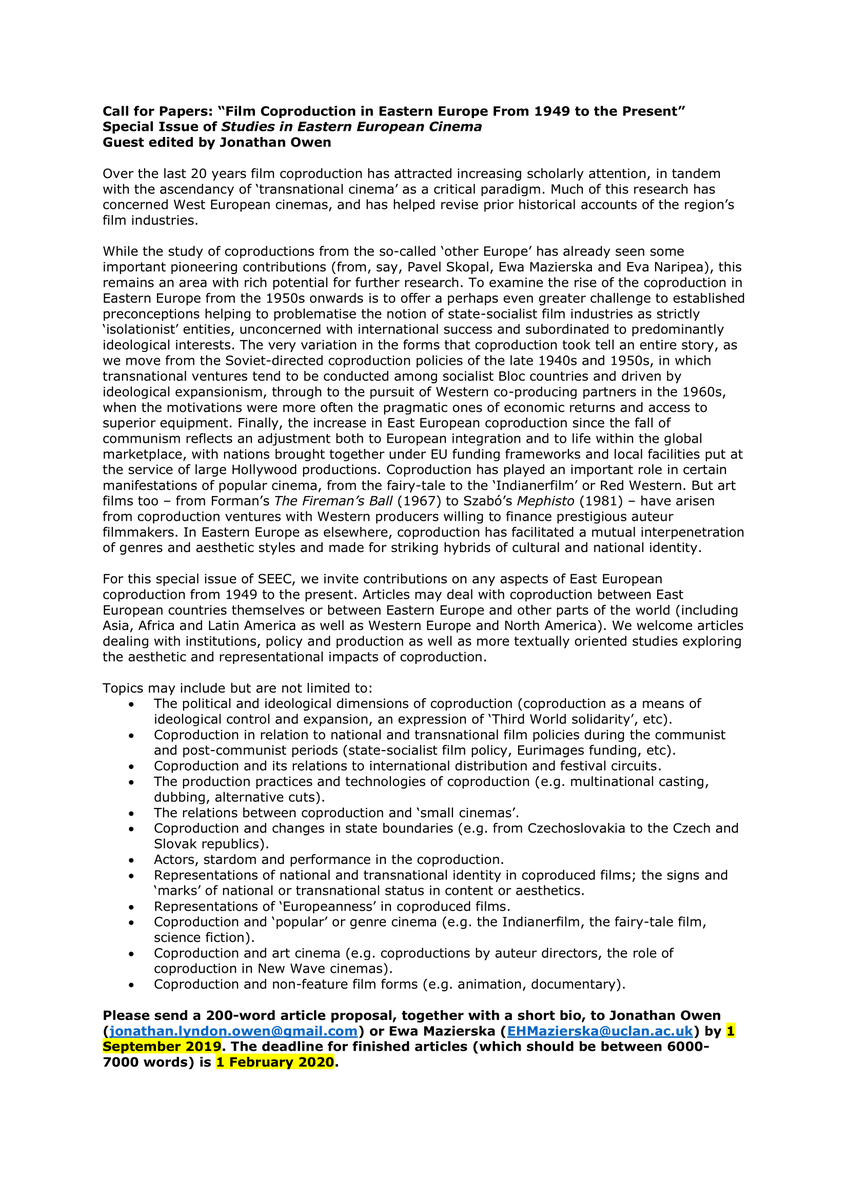 Studies in Eastern European Cinema tweet media