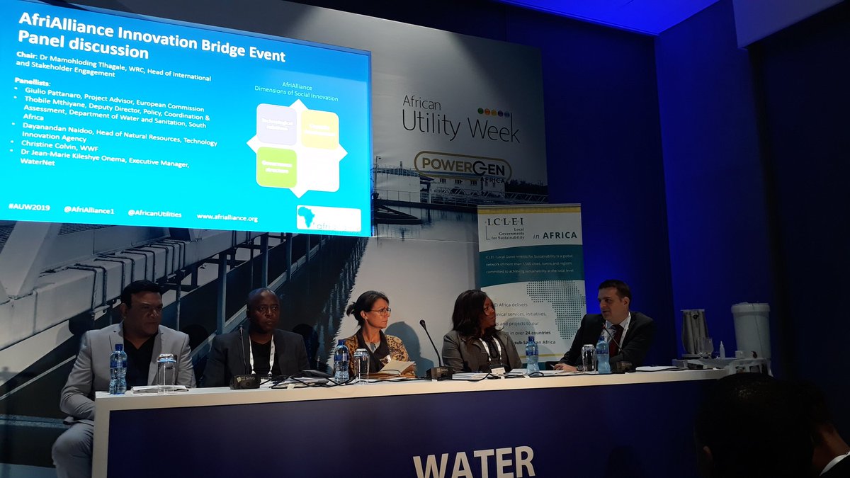 #AUW2019 <a href="/AfriAlliance1/">AfriAlliance</a> Innovation Bridge Event #Water
No shortage of technology in 🇿🇦?
What about mindset? Awareness? Dissemination? Demand capacity? Enabling people? Funding?
Innovation shall match the community's problem, associate people from the beginning
<a href="/WaterResearchSA/">WRC</a>