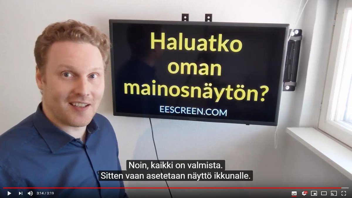 eeScreenCom's tweet image. Tsekkaa 3min video, kuinka luot oman mainosnäytön palvelussamme.

youtube.com/watch?v=BBMG-Z…