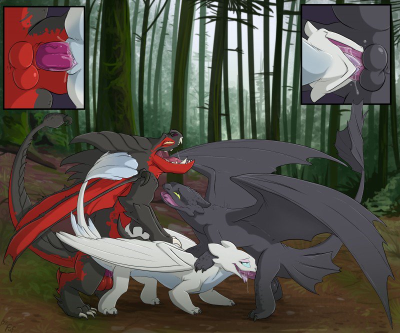 smitvarklewd's tweet image. "Look at this a small threesome with Toothless the Lightfury and a deathgripper."
(Artist fuf)