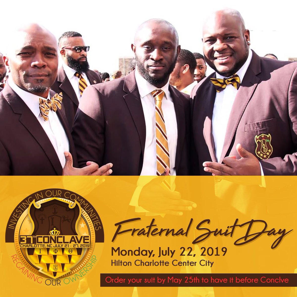 IPT1963's tweet photo. Order your National Fraternal suit by May 25th, 2019 to receive it before Conclave. Suits can be ordered at https://t.co/kcdJ2xDkFA⠀⠀⠀⠀⠀⠀⠀⠀⠀⠀⠀⠀ ⠀⠀⠀⠀⠀⠀⠀⠀⠀⠀⠀⠀
#iptconclave19 #Ipt1963 #conclaveready https://t.co/BlMO4KBCS7