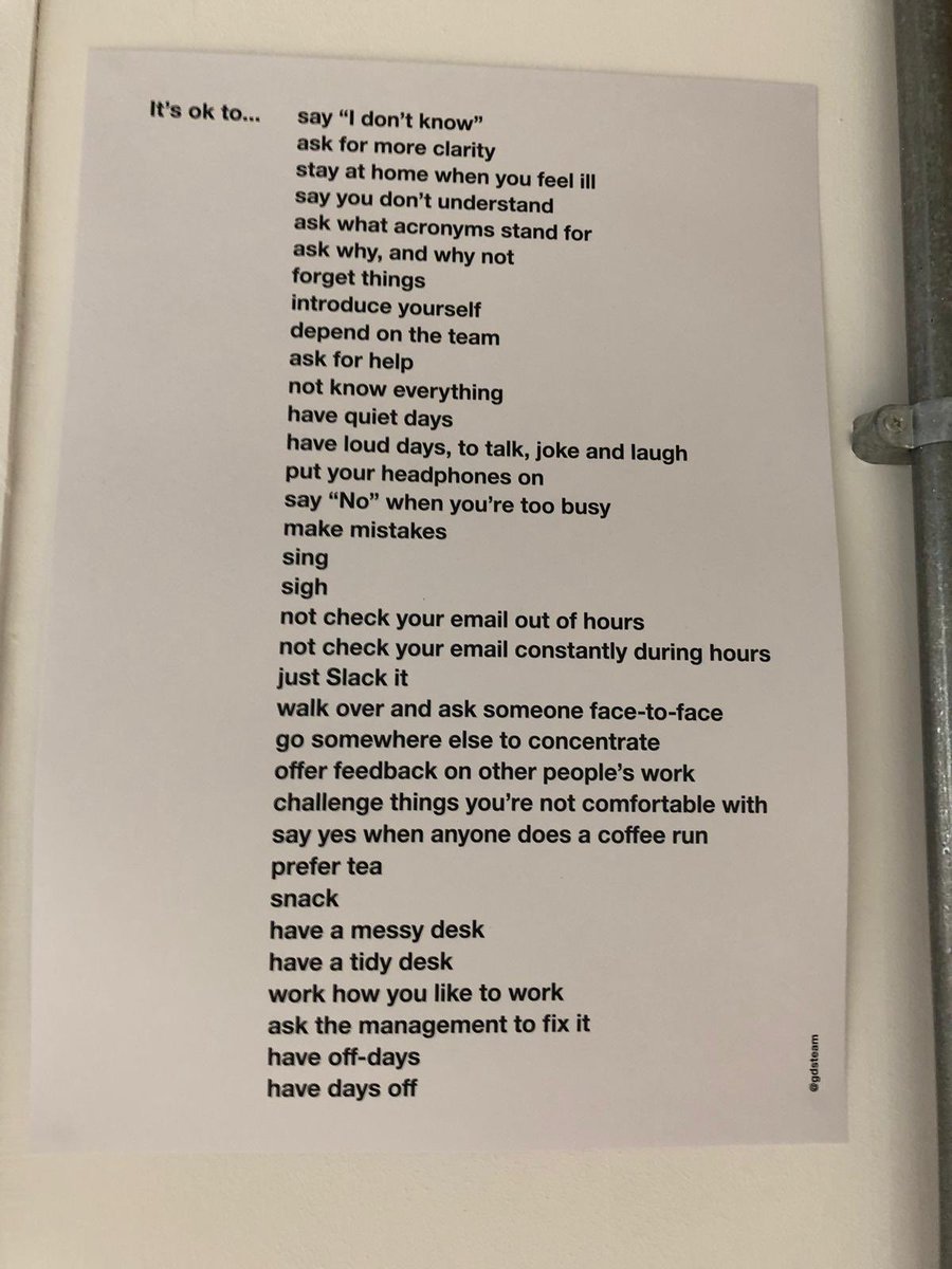 Pretty good list to adhere to at work!