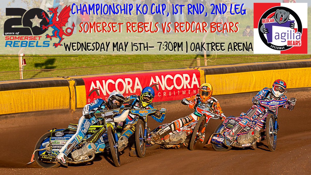 casesrebels's tweet photo. Tonight we welcome the Redcar Bears to the Oaktree Arena in KO Cup 2nd leg action! Can the rebels claw back the 17 point deficit?🔴🔵 #oaktreearena #somersetspeedway #kocup #2ndleg https://t.co/22teIwZ1MD