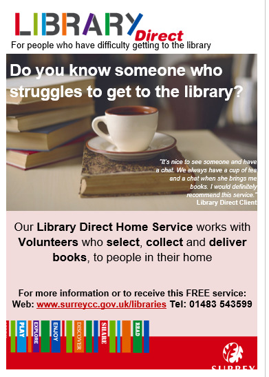 AshfordLib's tweet image. Know someone who struggles to get to the library or interested in helping out? Try #LibraryDirect with @SurreyLibraries