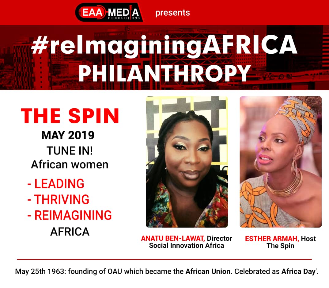 #reImaginingAFRICA touches down on London's airwaves tonight! Tune in 2 @estherarmah 's #TheSpin on @abnradiouk tonight at 7pm as a visionary Ghanaian woman ANATU BEN-LAWAL  @BeeLawal3l shares how she is reimagining PHILANTHROPY in AFRICA. DON'T MISS IT!