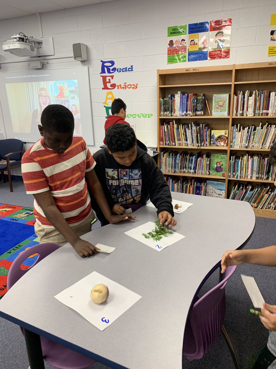 Great lesson today!  What is this vegetable?  Do we eat the top or bottom part? 18 interesting selections for the students to ponder.