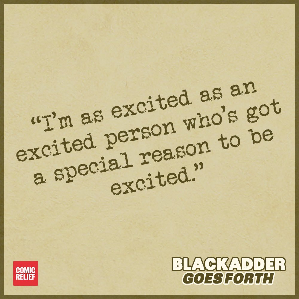 We're this excited too! BLACKADDER GOES FORTH returns to the Redannick Playhouse Theatre stage TONIGHT! 

Book your tickets here! >> bit.ly/2JmLbXs

Or pop into the Visit Truro tourist office on Boscawen Street