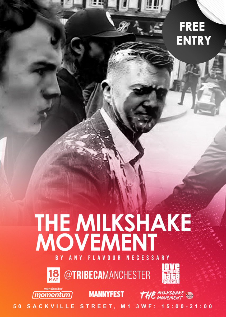 The newly formed Milkshake Movement are hosting this event at
@TribecaBar1on Saturday from 3pm. Expect reggae, soul, hop hop...

In the meantime, vote next week! And, of course, please your vote to stop Tommy Robinson.