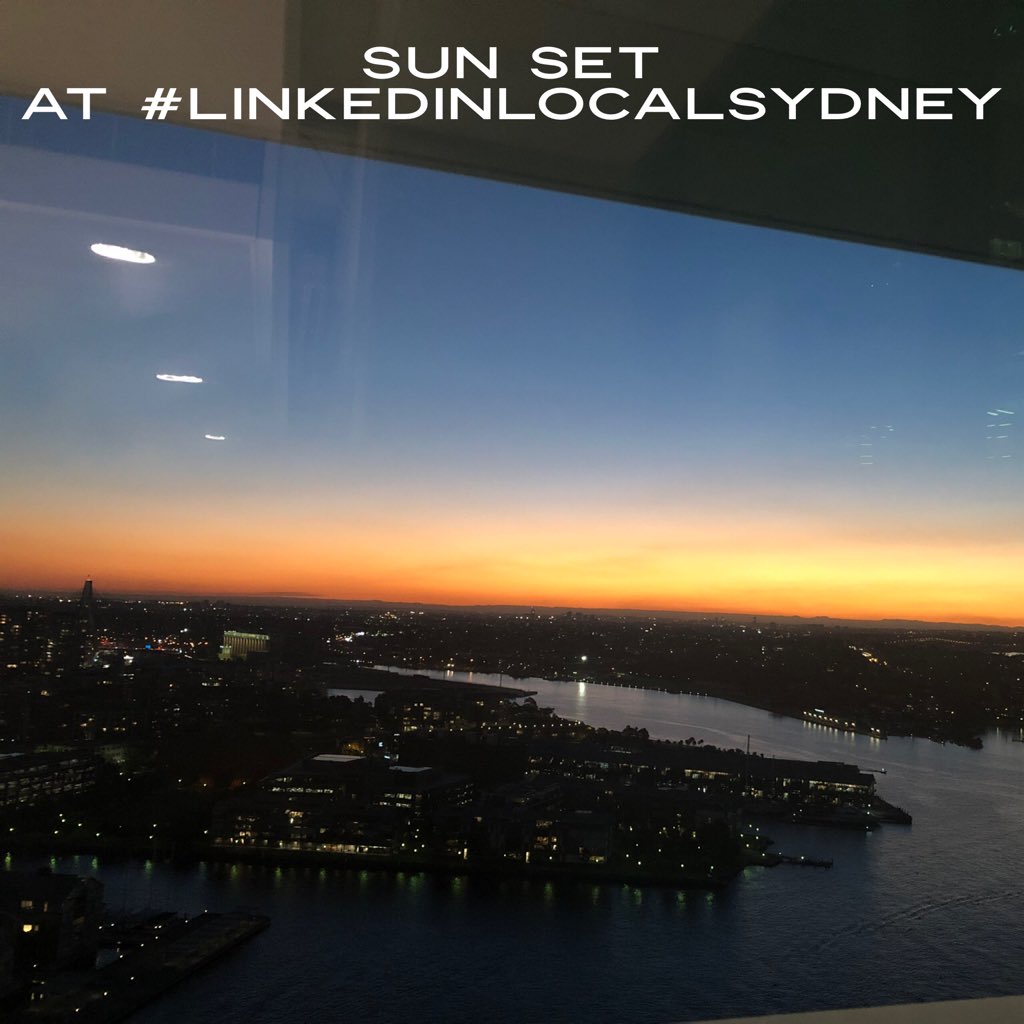 LinkedInSydney's tweet photo. Beautiful sunset 🌅 at #LinkedInLocalSydney tonight from @SydneyExecutive Level 24 in Barangaroo
Special thanks to sponsors:
@LavinePhoto
@OutThereBrand
@CARPEKOKO
And #TheCreativeAgency
🧡💙🧡💙🧡💙🧡💙🧡💙🧡💙🧡 https://t.co/n7M4i9vHpH
