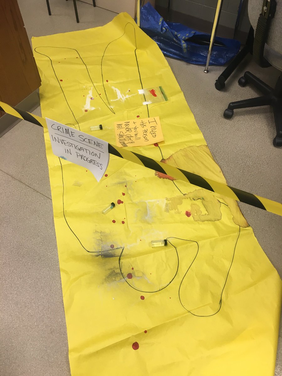 StewartSci's tweet photo. Somehow my chemistry class always end in murder...  #chemchat #forensics #whodunit? https://t.co/zESjUnFvlk