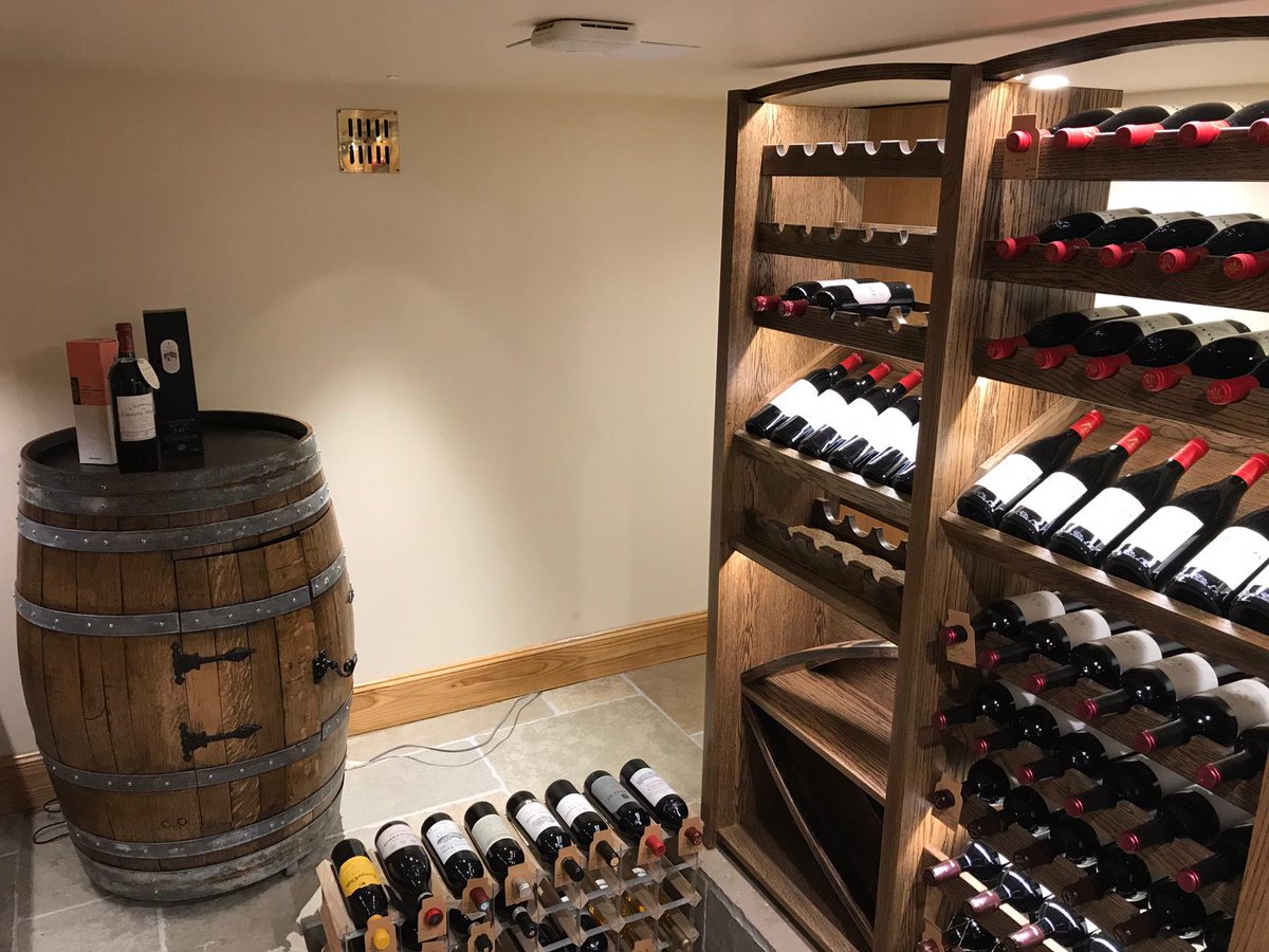SDManufact's tweet photo. We worked with the natural beauty of #solidoak to create this spectacular wine cellar rack and tasting area for our client. Our client did mention that if anyone is looking for him, this is where he might be found.

https://t.co/3iydA47JR7

#custommanufacturing #bespoke #joinery https://t.co/pQX7mcmQJo