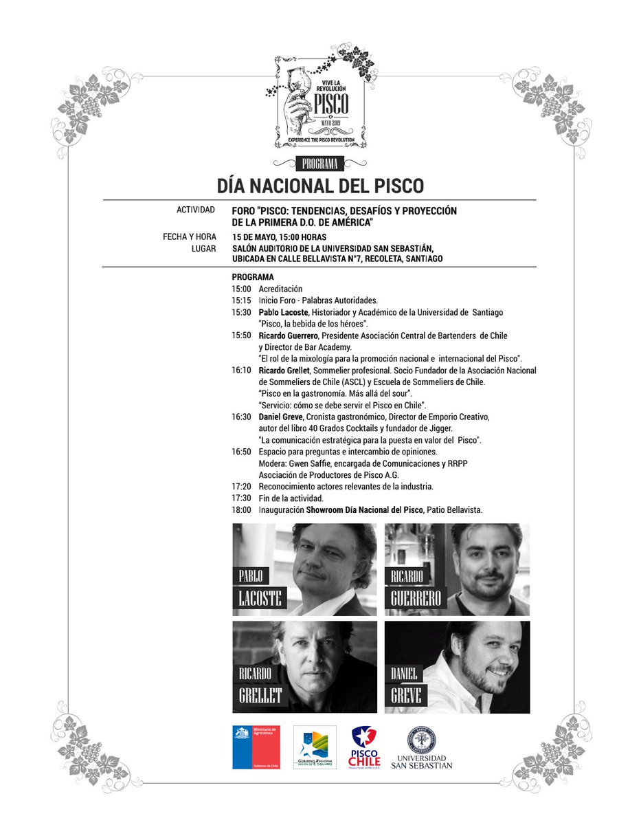 Feliz día del Pisco Chileno!
Nos vemos en Patio Bellavista a partir de las 18.00 horas!