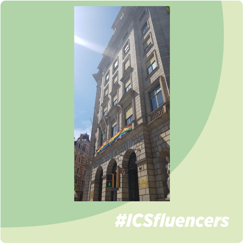 icscat's tweet photo. @Vanessi3 @UCFormacio @cmartinezbu #ICSfluencers @Vanessi3: "Ja tenim la bandera #LGTBI a la nostra façana! Tolerancia zero a la #LGTBFOBIA a la nostra organització i al mon #17M #STOPLGTBOFOBIA🏳🌈" #S6VG #alicsiguals https://t.co/riGH5AqXNd