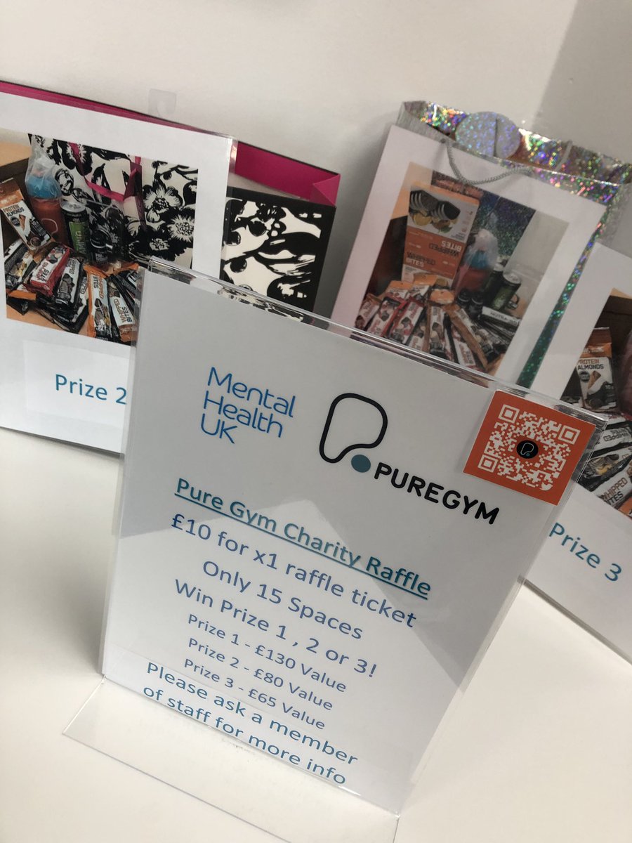 PureGym_Poole's tweet photo. DONT MISS OUT 👐Pure Gym Raffle 👐 🎉 We’re raising  money for @mentalhealthuk with a raffle in club. £10 a raffle ticket. 15 spaces and 3 prizes 🙌 ask a member on how to get involved https://t.co/fUHJs5cvoV
