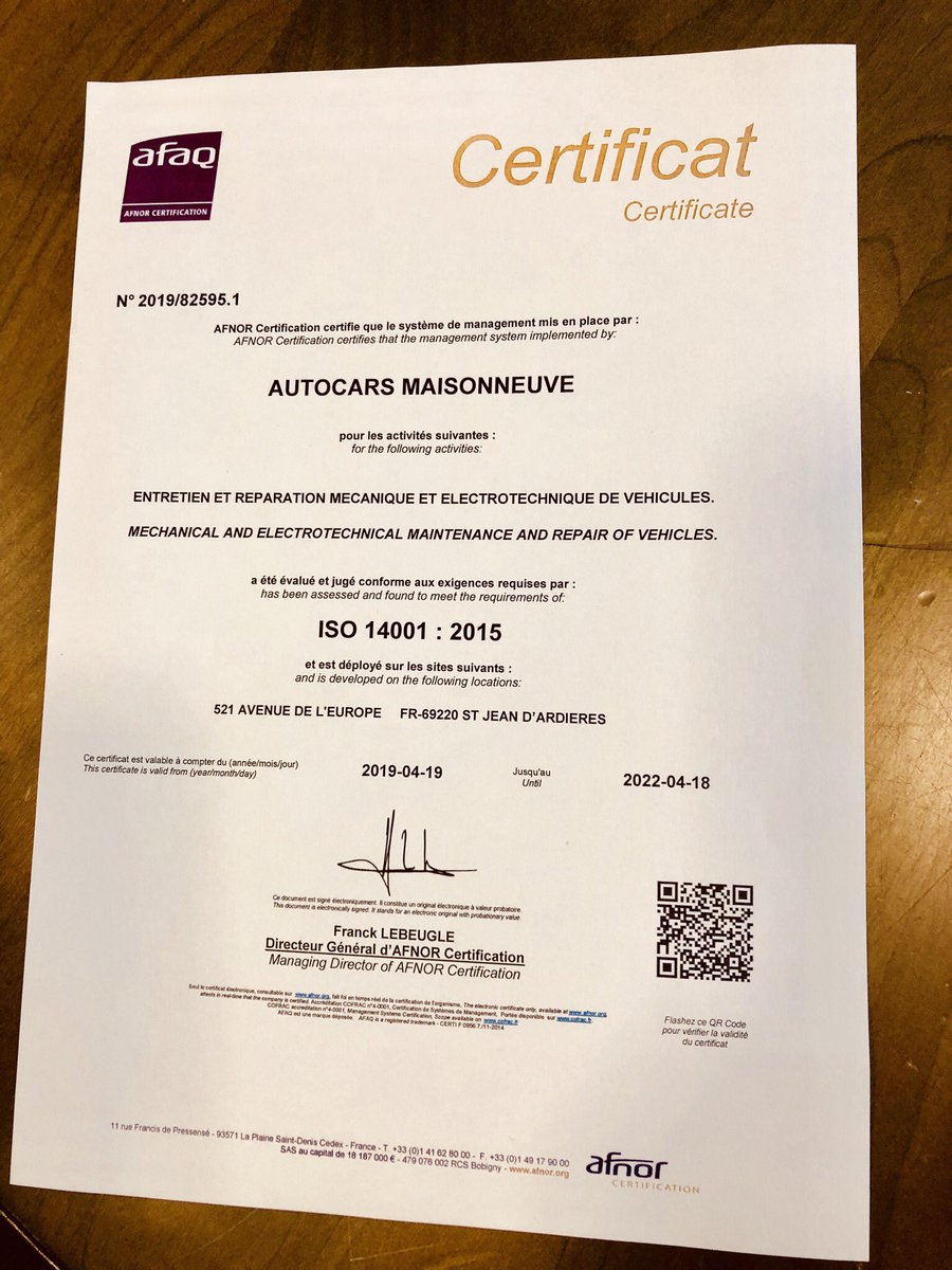 Certification ISO14001 v.2015 obtenue pour notre atelier de maintenance de Belleville-en-Beaujolais #ISO14001 #engagementvolontaire #SME #ecologie