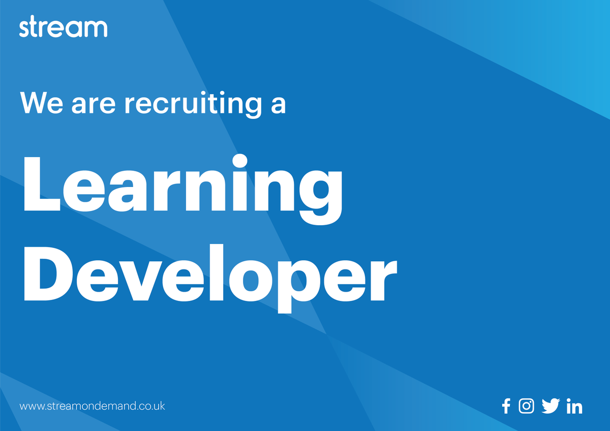 Stream On Demand (@_streamondemand) on Twitter photo Our Design & Development Team are recruiting someone to join us in the role of Learning Developer.
For more information or to apply, email careers@streamondemand.co.uk.
#Jobs #Vacancies #DoGreatThings Our Design & Development Team are recruiting someone to join us in the role of Learning Developer.
For more information or to apply, email careers@streamondemand.co.uk.
#Jobs #Vacancies #DoGreatThings