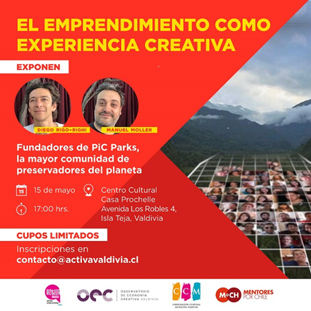 Incubadorauach's tweet photo. Atent@s! hoy a las 17 horas en Centro Cultural Casa Prochelle: "El emprendimiento como experiencia creativa", charla de los fundadores de @picparks #PICParks #Valdivia #Valdiviacl. No te la pierdas https://t.co/jWrRowaTaC