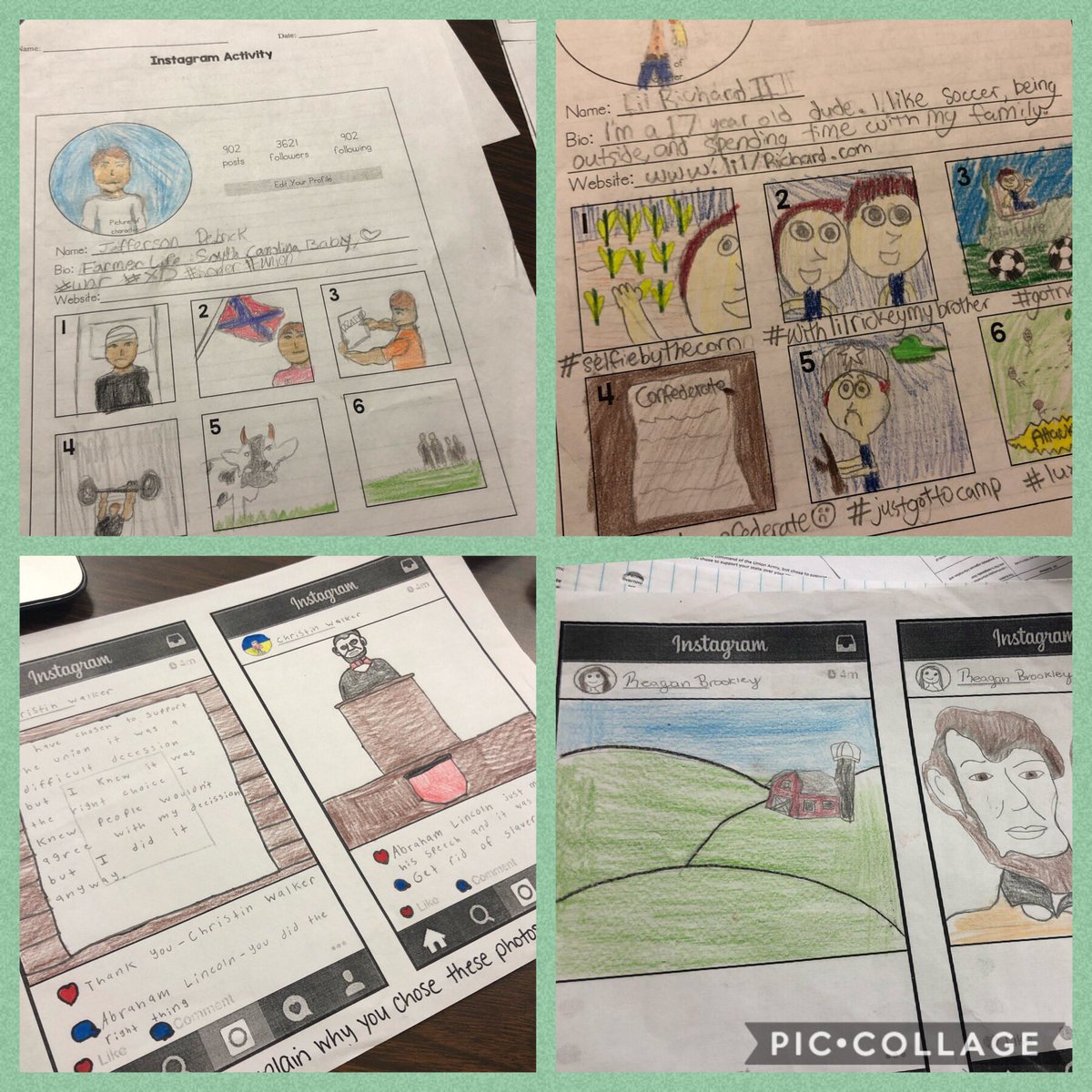 MrsDavisUS's tweet photo. Loving these Civil War Instagram pages! So many talented artists this year! 😍 #ibstrong #ibcreative @PineViewMiddle https://t.co/ntjHSASQhm