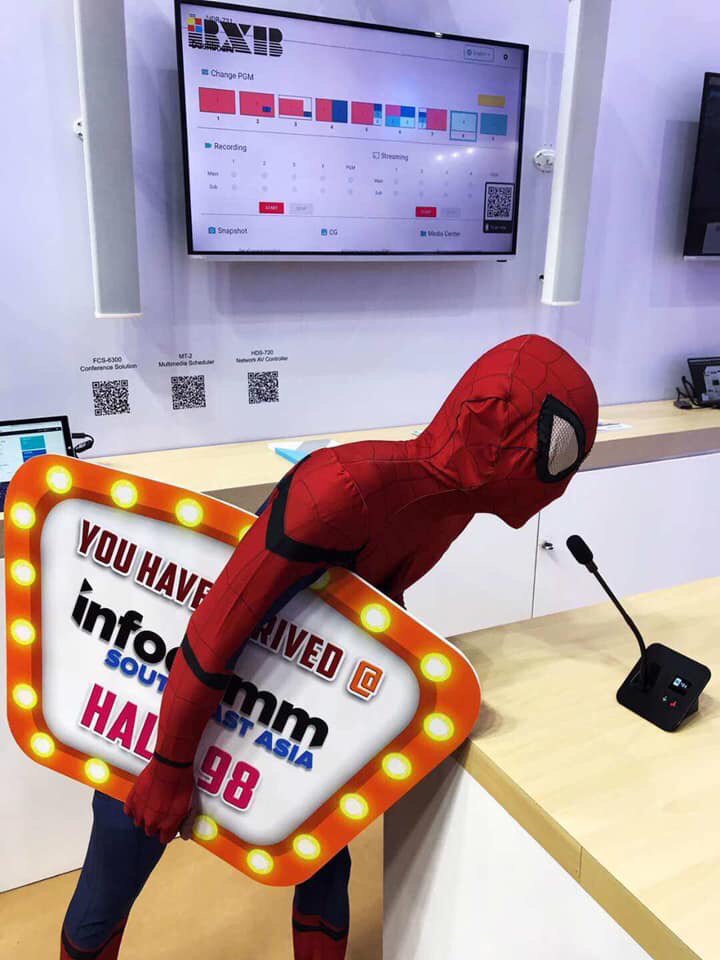 OurBXB's tweet image. 🎬Infocomm SEA 2019 DAY 1
Are you also here? Avengers love BXB, too! ❤

Two more days~~~ Find out what #IntegratorSolutions we offer at Booth D45. 

✅Smart workplace solution
✅Smart education solution
✅#conferencing &amp;amp; IP recording system

#InfoCommSEA #AVoverIP #infocomm19