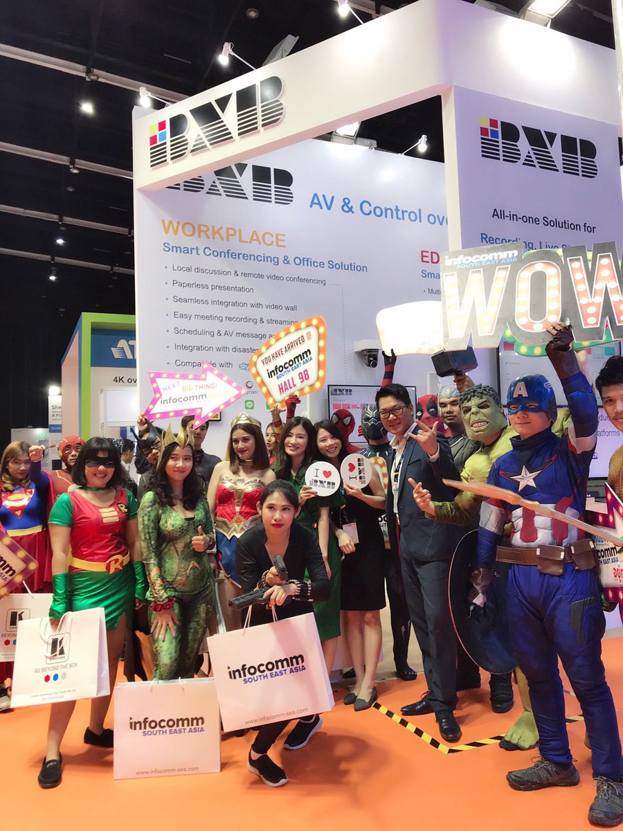 OurBXB's tweet image. 🎬Infocomm SEA 2019 DAY 1
Are you also here? Avengers love BXB, too! ❤

Two more days~~~ Find out what #IntegratorSolutions we offer at Booth D45. 

✅Smart workplace solution
✅Smart education solution
✅#conferencing &amp;amp; IP recording system

#InfoCommSEA #AVoverIP #infocomm19