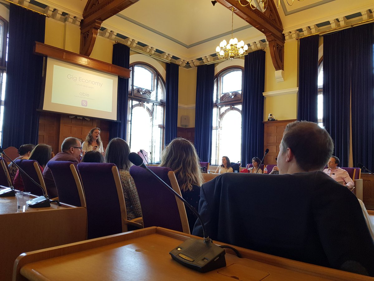 DianeDunkleyEPO's tweet image. It&apos;s #learninglunch day here at @reigatebanstead with @ldbgroup. Today we&apos;re in the New Council Chamber where we have @Able_global telling us about the gig economy.