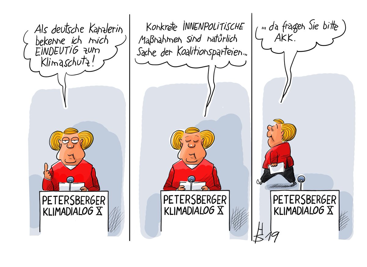 Die Niederungen der deutschen Politik sind keine Kanzlerinsache mehr - unsere Karikatur des Tages #Merkel ,#akk, #PetersbergerKlimaDialog cicero.de/karikaturen/ei…