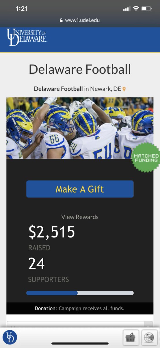 JakeGiusti's tweet photo. Over $2,500k already raised! Let’s keep the momentum going and donate towards UD Football!

Click Here! https://t.co/s1JNza3ysk

@UDBlueHens #IHeartUD #BlueHens #Delaware https://t.co/GRmc4kh4R9