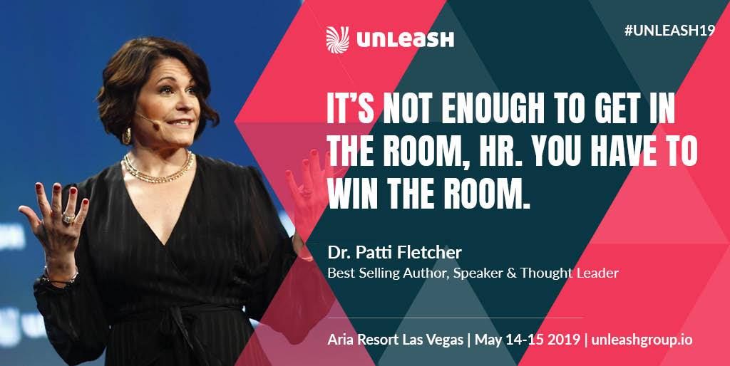 UNLEASHgroup's tweet photo. "How do you win the room? By pursuing excellence. You will never be perfect the first time around. But if you keep on going you will get to the summit and you will win." #HR #UNLEASH19 #futureofwork @pkfletcher https://t.co/TLoLd4QxtO