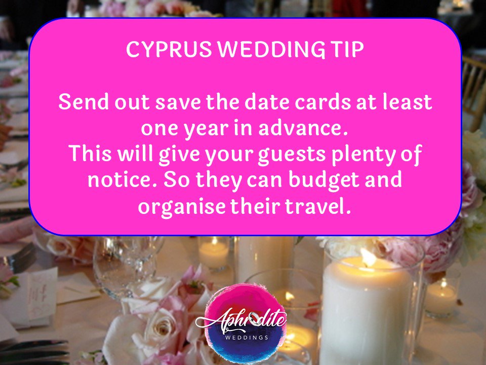AphroditeWedd's tweet photo. #Wedding #Tips Especially for overseas weddings like #Cyprus. By sending out a #SaveTheDate card early. It helps your guests to know the date in advance and allows them to make their travel plans.
#cyprusweddingplanner #weddingplannertips #weddingplanner #WeddingPlanning https://t.co/32L4Xn6i8h