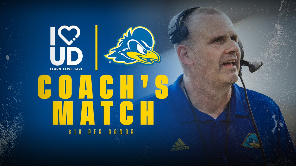 JakeGiusti's tweet photo. Head Coach, Danny Rocco has committed to giving $10/donor up to $1,000 to football on I Heart UD Giving Day. Make a greater impact on the program by making a gift today!

https://t.co/s1JNza3ysk 

#IHeartUD @UDBlueHens @DelawareFB https://t.co/ndMS7m6qKJ