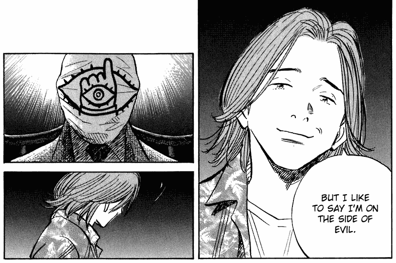 Shima's kinda like this guy from 20th Century Boys but probably way more laid back about it lmao...