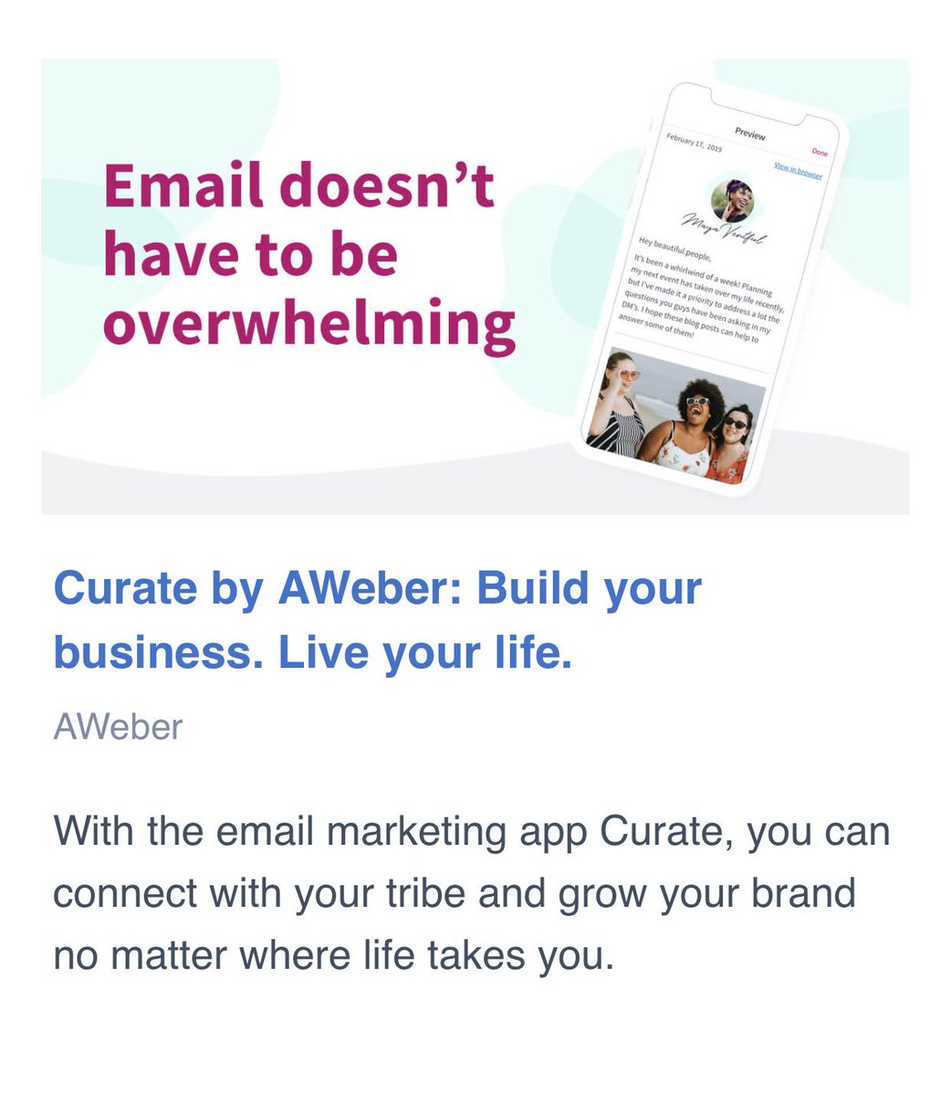 I'm so dang proud to get to work with the team that built the Curate mobile email app at @AWeber. It's been nominated for an Appy Award and tonight we'll see if it won!