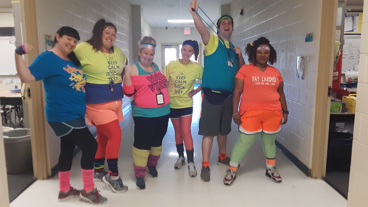 3rd grade teachers are ready to workout the EOG! #WeArePirates #3rdgraderocks #EOGPepRally
