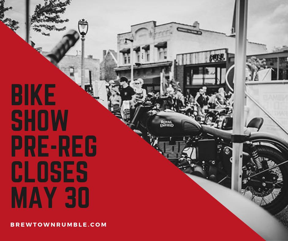 brewtownrumble's tweet photo. Get your bike registered for the Rumble! $15/bike through May 30 or $25/bike on-site (reg opens at 9am).  Reg online 👉https://t.co/WNQMDgFn0l  or on May 30 at the @Harley-Davidson Museum bike night. All proceeds from the Rumble support the @Build Moto Mentor Program . https://t.co/Pk74rdlNse