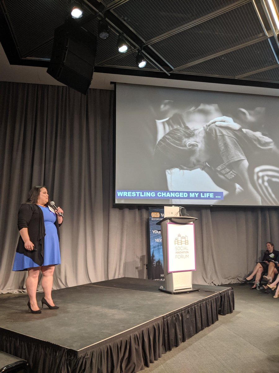 boswrestling's tweet photo. Our ED Bior Guigni was absolutely amazing last night. She filled the room with laughter and hope and shared how wrestling changed her life and how BYW changed the lives of so many youth today! #SIFShowcase @SIFBoston https://t.co/s2Cbs6LI3j