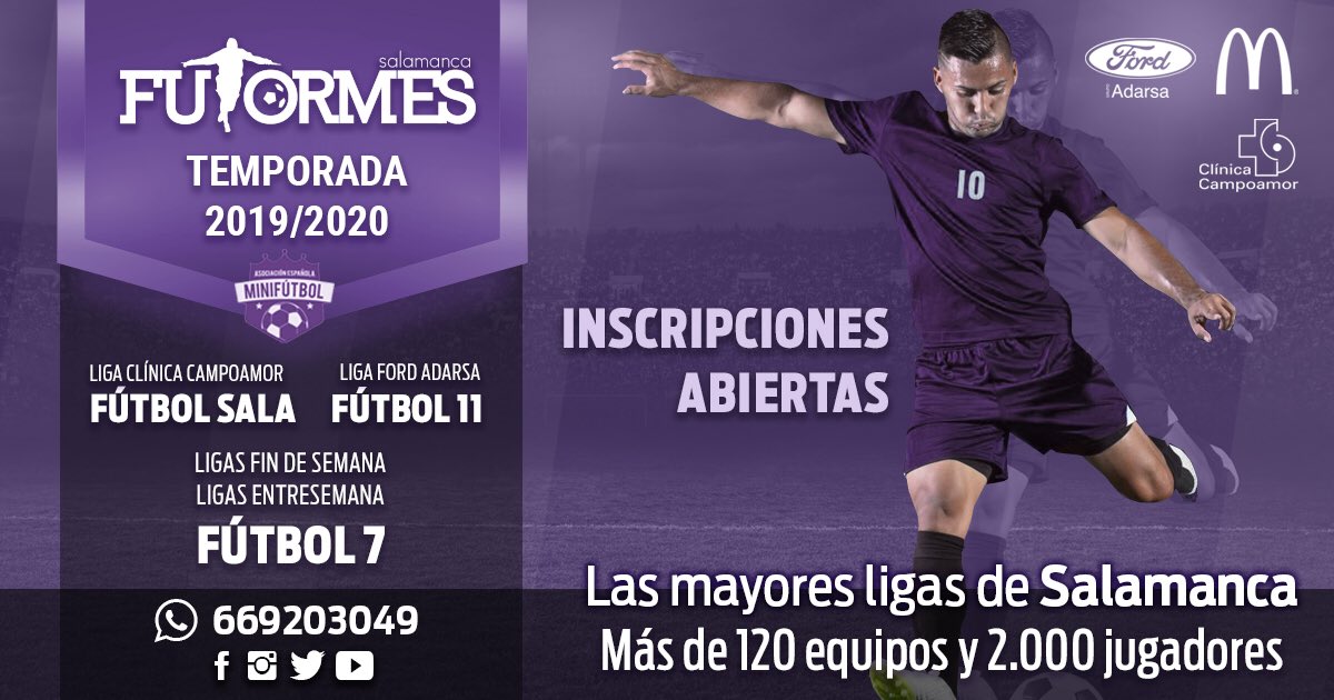 Futormes's tweet photo. 💟 INSCRIPCIONES ABIERTAS TEMP. 2019/20
Más de 120 equipos y 2.000 jugadores ya juegan en Futormes, aún no estás en la mayor Liga de Salamanca⁉️

🏆 Fútbol 7 Fin de Semana
🏆 Fútbol 7 Entresemana
🏆 Fútbol Sala
🏆 Fútbol 11

 ♒️ Toda la Info AQUÍ: https://t.co/2uYmO7qOsm https://t.co/RIx5Ylhs5Q
