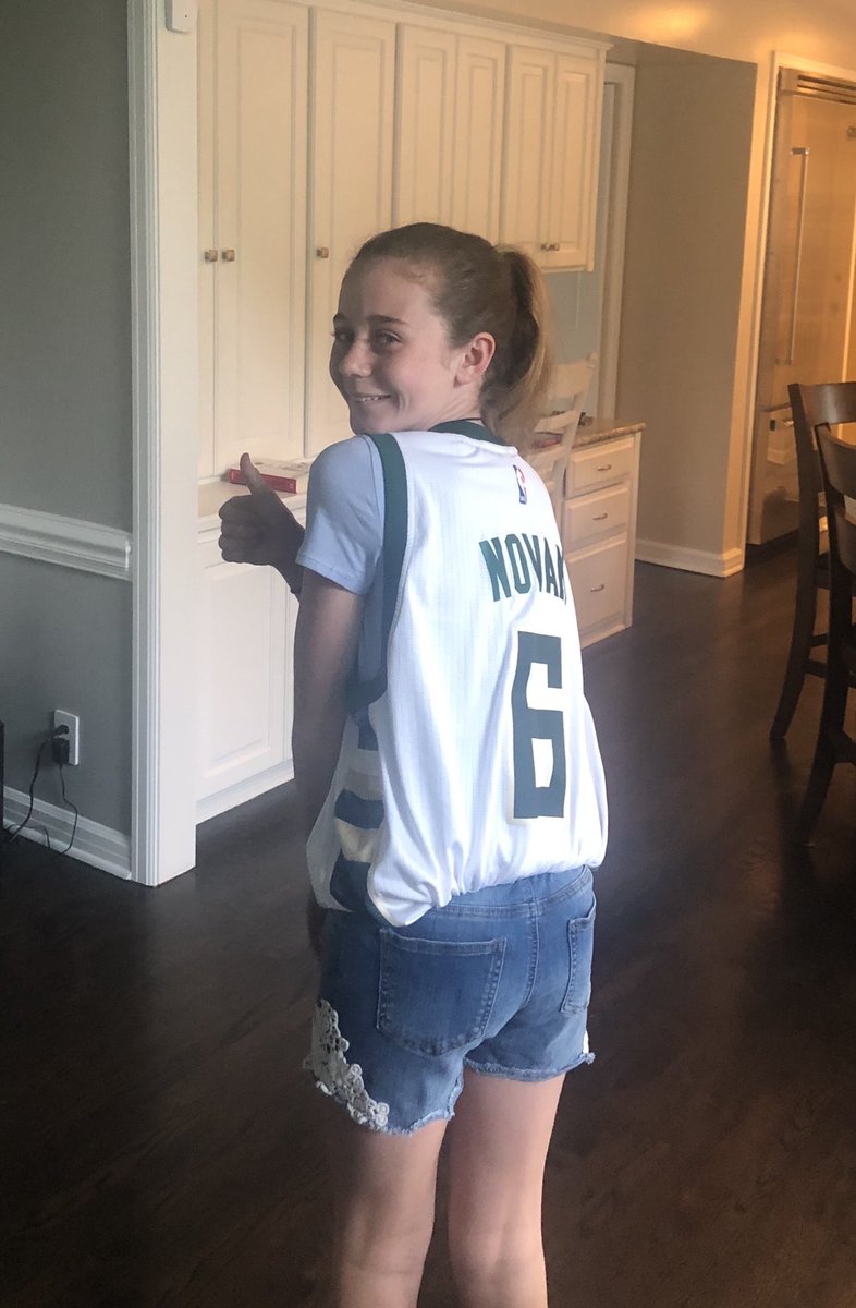 Sophia said she wanted to rep her favorite <a href="/Bucks/">Milwaukee Bucks</a> player of all time <a href="/stevenovak16/">STEVE NOVAK</a> for <a href="/LifeAtUSM/">Lucas Spielman</a> Bucks day today.  She gets it.