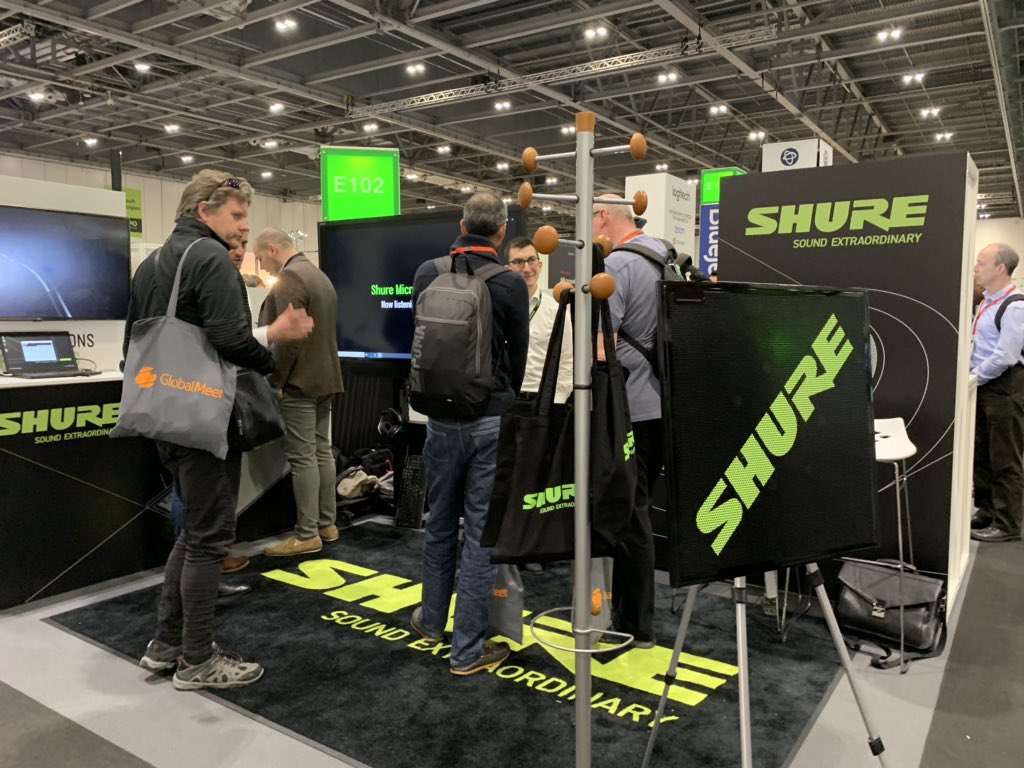 Stand E102 <a href="/shuresystems/">Shure Collaboration & Conferencing</a> 
Showing Shures video conferencing equipment. 

#UCEXPO #wirelesssystems