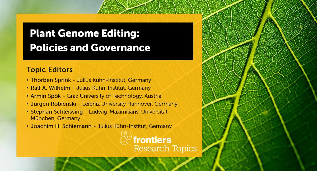#PlantGenomicsGE: Check out our dedicated #Research article collection on Plant Genome Editing edited by T. Sprink <a href="/Dr_Knirps/">Thorben Sprink</a>, R. A. Wilhelm, J.H. Schiemann <a href="/JKI_Bund/">Julius Kühn-Institut</a>, A. Spök <a href="/IFZ_Graz/">IFZ Graz</a> , J. Robienski <a href="/UniHannover/">Leibniz Uni Hannover</a>, and S. Schleissing <a href="/LMU_Muenchen/">Universität München</a> 
fro.ntiers.in/6uhJ