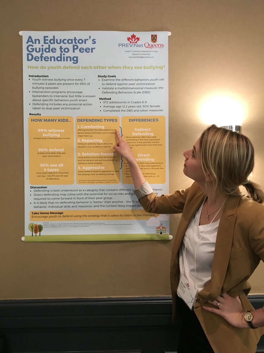 drlauralambe's tweet photo. Interested in bystanders of bullying and peer defending? Come check out my poster at #PREVNetconf https://t.co/v2kvq5HfTd