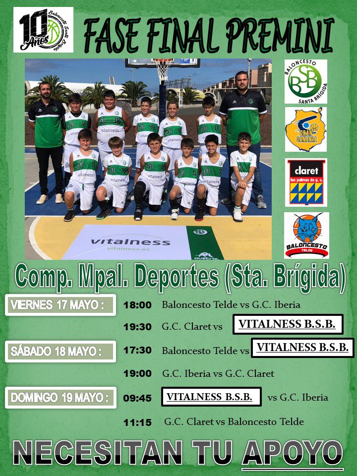 Bonito fin de semana que nos espera en #santabrigida. Ven a disfrutar del #Baloncesto <a href="/PrensaSBrigida/">Prensa Santa Brígida</a> <a href="/GranCanariaCB/">Dreamland Gran Canaria</a> #claret #iberia <a href="/baloncestotelde/">baloncestotelde</a> <a href="/FIBGranCanaria/">Federación Insular de Baloncesto de Gran Canaria</a> <a href="/ArbitrosFibgc/">Árbitros FIBGC</a> <a href="/VitalnessES/">Vitalness</a>