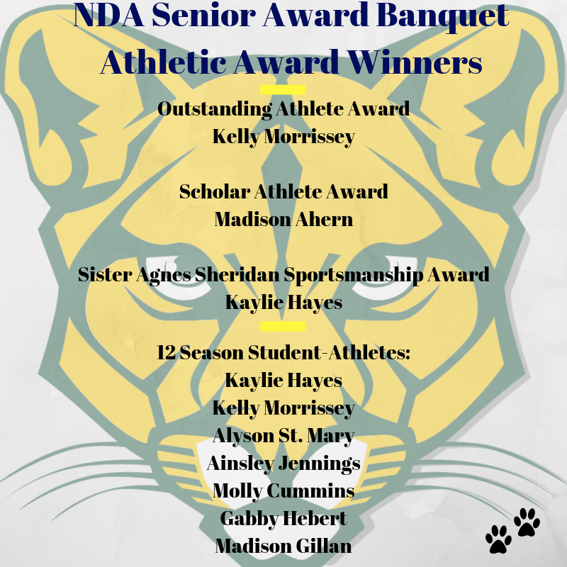 ndaathletics's tweet photo. The NDA Senior Award Banquet was held last night. Check out the student-athletes who were recognized for their accomplishments. Congratulations to all of the seniors at NDA! #GoCougars #SeniorAwardBanquet2019 https://t.co/zzoyG9EGQf