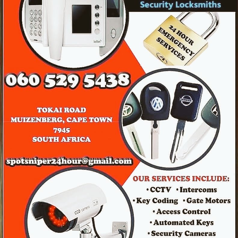 SpotsniperL's tweet image. Are you in need of a LOCKSMITH? Are your KEYS to your car not OPENING?? Don't know WHAT to DO?? CONTACT US NOW!!!!!0605295438 24HOURS ALL AREAS CAPE-TOWN WE SPECIALIZE IN : KEY CODING24HOURS, GATE-MOTORS, CCTV MOBILE, GARAGE DOOR MOTORS, ACCESS CONTROL, LOCKSMITHS. 24HOURS,
