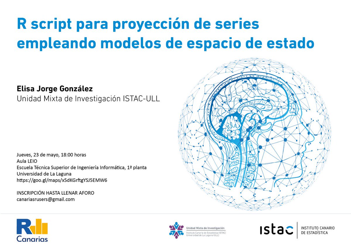 canarias_r's tweet photo. No te pierdas nuestro próximo encuentro #rstats en #canarias, el 23 de mayo, donde hablaremos del "R script para protección de series empleando modelos espacio tiempo". Inscripción en canariasrusers@gmail.com https://t.co/uL1yROGeEg